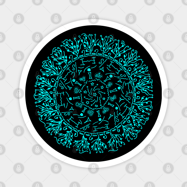 My 'very' Second - hand drawn - Mandala :) - Turquoise Magnet by Myriel